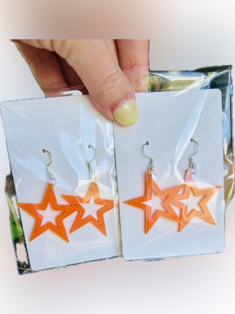 Orange Star Dangle Earrings